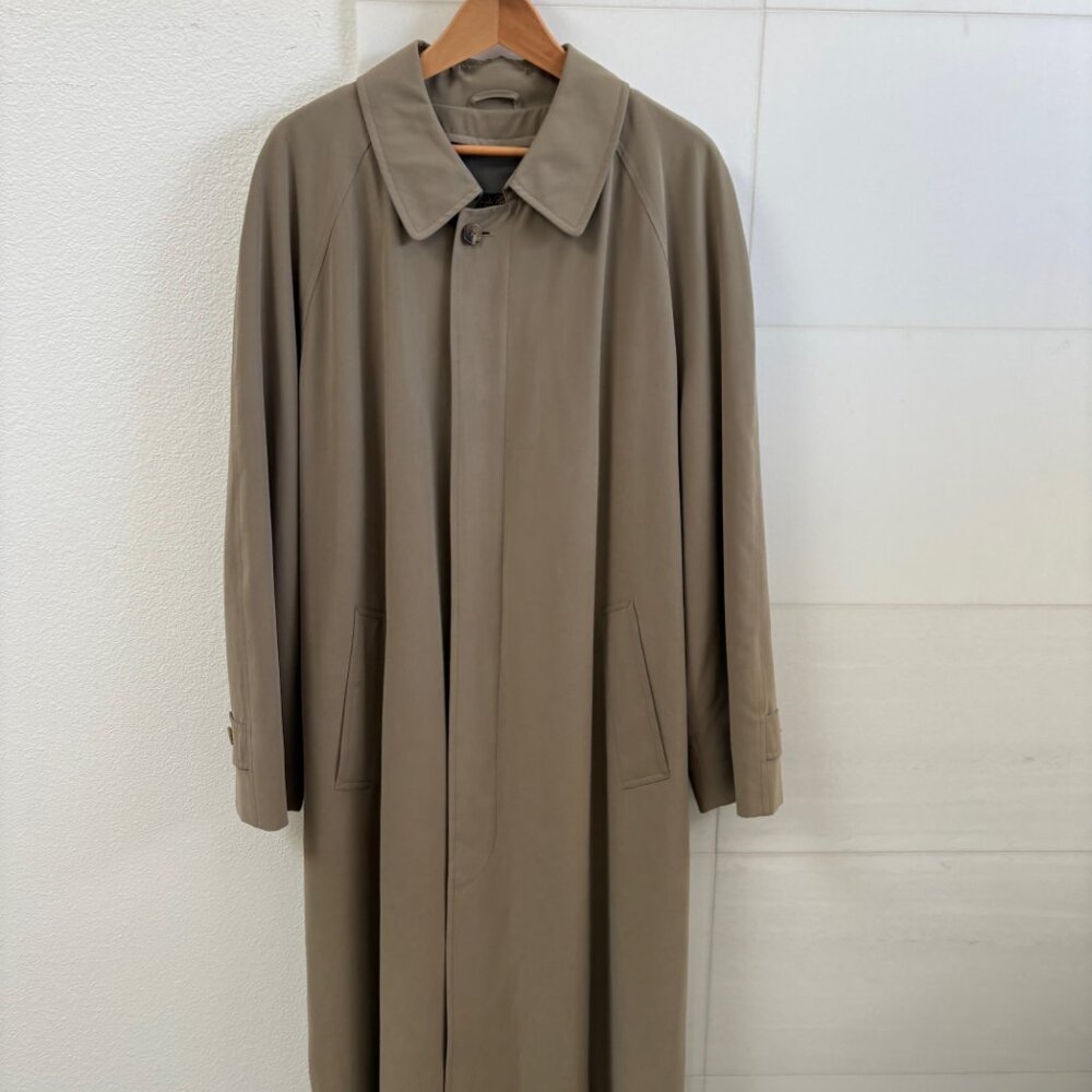 Brooks Brothers Vintage Tan Trench Coat L Removable Wool Liner Made USA